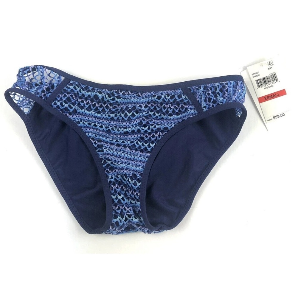 Rebecca Virtue Becca Women’s Crochet Tab Blue Bikini Bottom Size XS